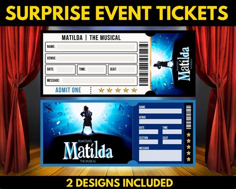 Printable Matilda Broadway Surprise Ticket Matilda Ticket Etsy Uk