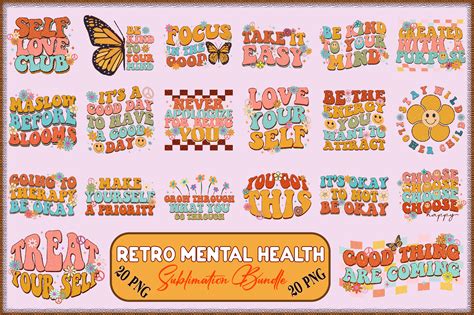 Retro Mental Health Sublimation Bundle Graphic By Crafts Store