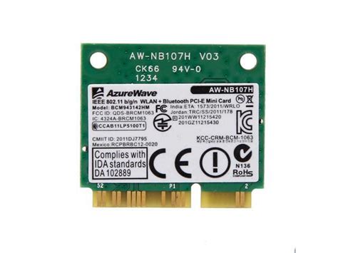 AzureWave AW NB107H BCM943142HM Half Mini PCIE Wlan WIFI Card BT4 0 802