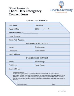 Fillable Online Emergency Contact Form Studio Green Pdf Fax Email Print