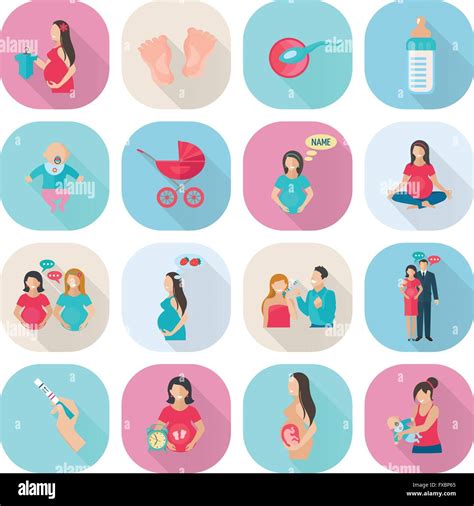 Pregnant Mother Icons Collection Hi Res Stock Photography And Images