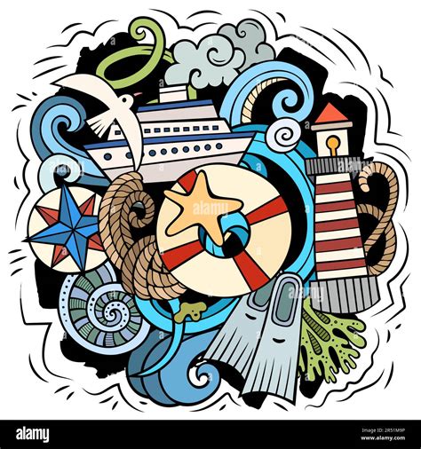 Nautical Cartoon Vector Illustration Colorful Detailed Composition