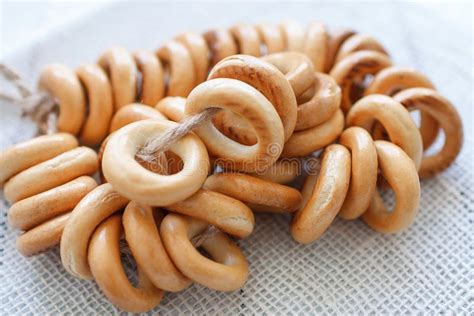 Russian Traditional Bakery Food Sushki and Baranki Background Stock ...