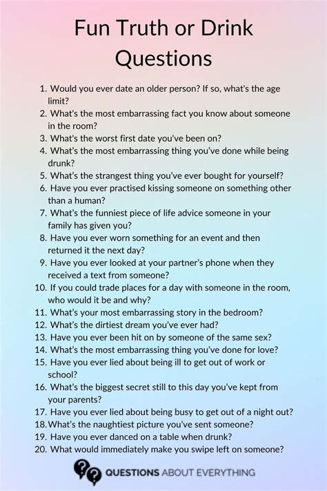 130 Fun Truth Or Drink Questions To Use At A Party In 2024 Truth Or