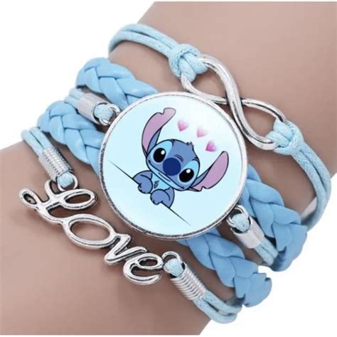 Bracelet Stitch Bleu Love Bijoux Fantasie Femme Enfant R Glable Cadeau