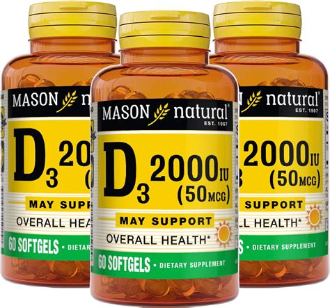 Mason Natural Vitamina Ultra Strength D3 2000 Ui Cápsulas Blandas 60