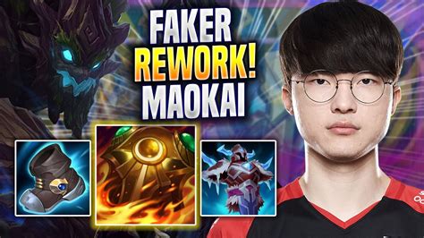 FAKER TRIES MAOKAI WITH NEW REWORK T1 Faker Plays Maokai MID Vs