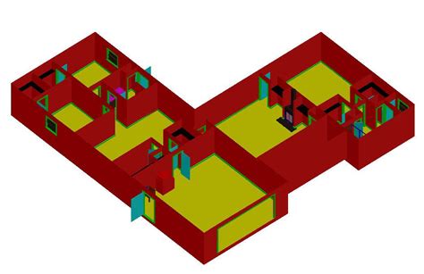 3D House Plan Model DWG File - Cadbull