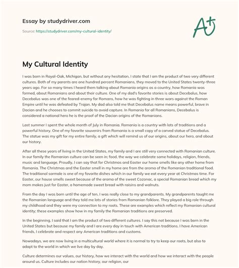 My Cultural Identity Free Essay Example Studydriver