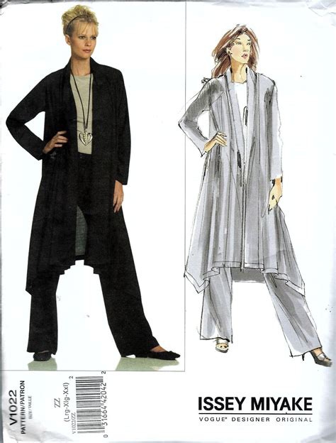 Vogue Sewing Pattern Asymmetrical Jacket Coat Shawl Collar Pants Issey Miyake Vogue V Jacket