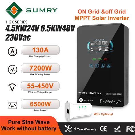 SUMRY 4 5Kw 6 5kw Solar Off Grid Inverter DC24V48V 230VAC Pure Sine