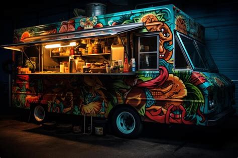 Authentic Mexican Street Tacos Truck Premium Ai Generated Image