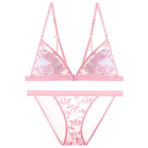 Sexy BRA Set Summer Sexy Triangle Cup Front Buckle Back Bras Lingerie Suit Lace Underwear Push