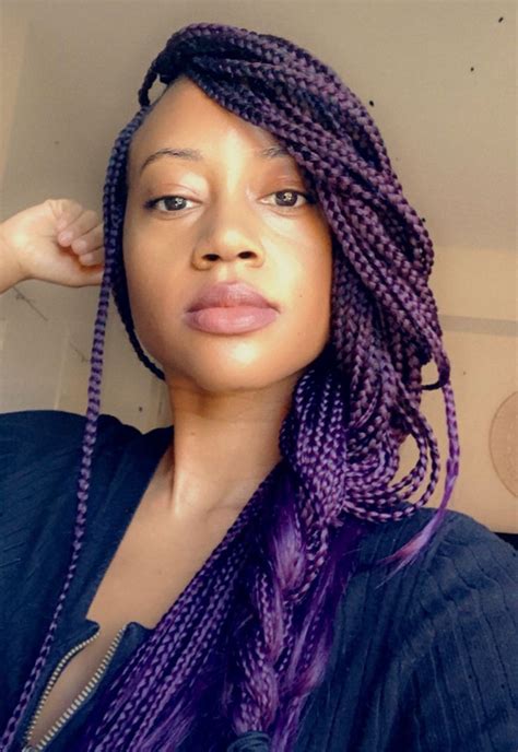 Purple Knotless Box Braids Purple Box Braids Box Braids Styling Braided Hairstyles For Black