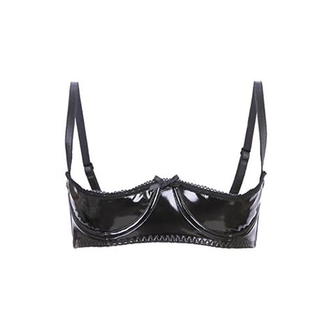 Buy So Sexy Lingerie Shiny Stretch Black Vinyl Shelf Bra Quarter Cup