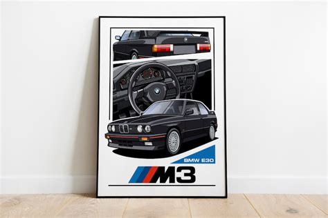 Bmw E M M Power Poster Bmw Car Wall Poster Black Classic Car Poster