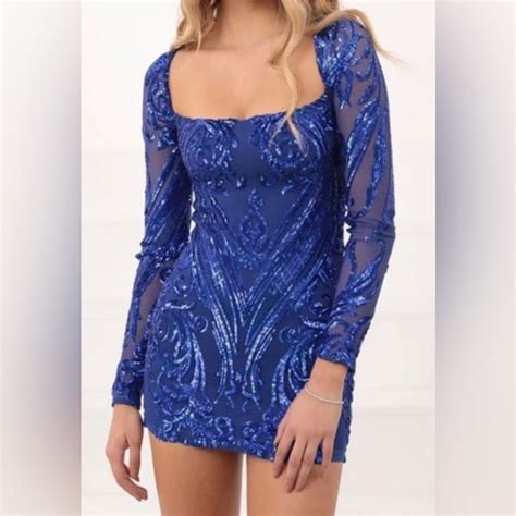 Blue Lucy In The Sky Size Small Dress Long Sleeve Homecoming Dresses