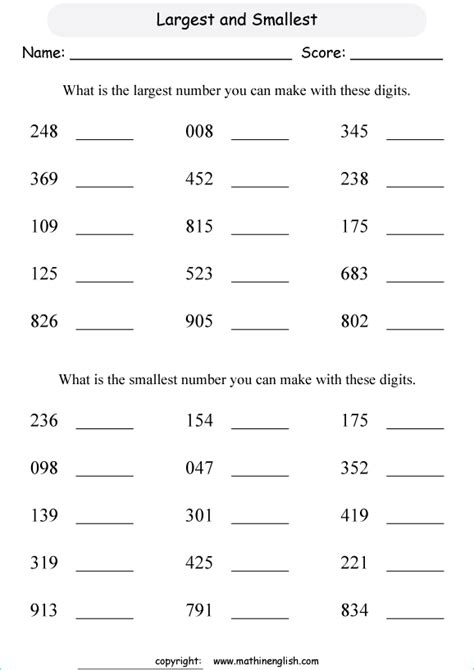 Use 3 Digits And Make The Biggest And Smallest Numbers You Can Grade 2