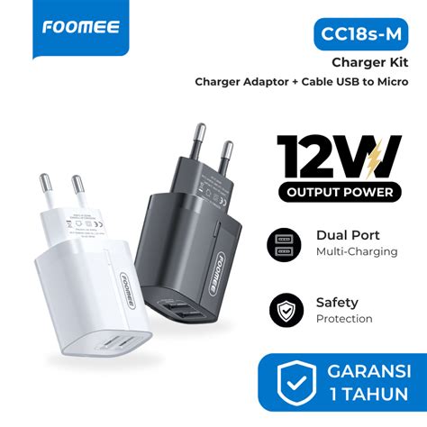 Jual Foomee CC18s M Charger Kit 2 Port USB 2 4A Kabel Charger Micro