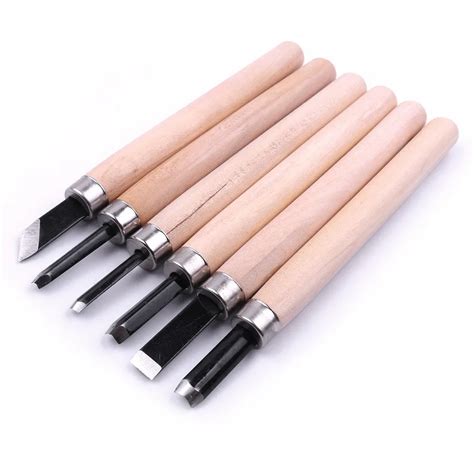 6Pcs/Set High Quality SK5 Steel Soft Wood Carving Chisel Tool Kit Hand ...