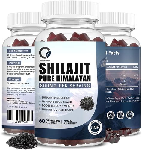 Gomitas Shilajit orgánicas puras del Himalaya 800 mg de resina