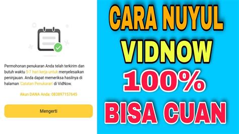 Cara Nuyul Vidnow Aplikasi Penghasil Uang Youtube