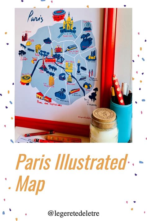 Paris Illustrated Map Paris Print Map Illustration Paris Etsy Paris