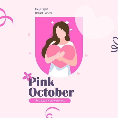 Premium Vector | Pink october awareness campaign illustration poster