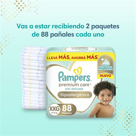 2 Paquetes Pampers Premium Care Xxg X88 176 Pañales Pañalera Delta