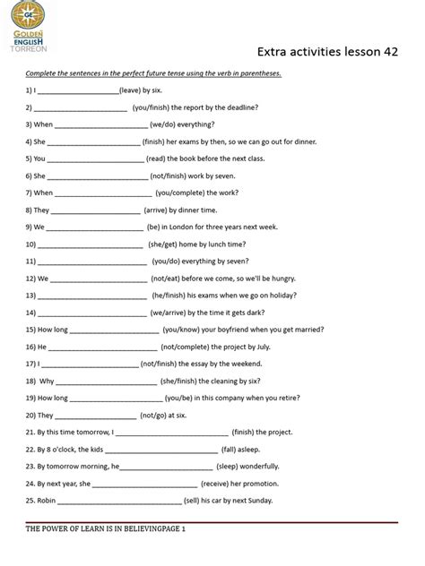 Extra Activities Lesson 42 | PDF