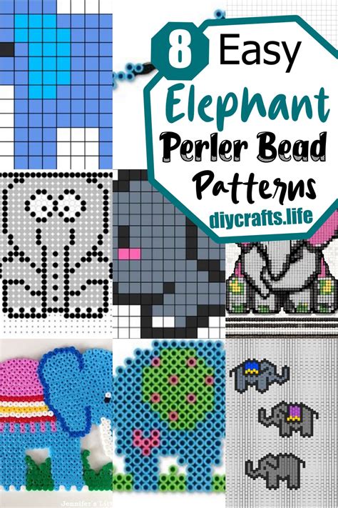 8 Elephant Perler Bead Patterns For Beginners - DIY Crafts