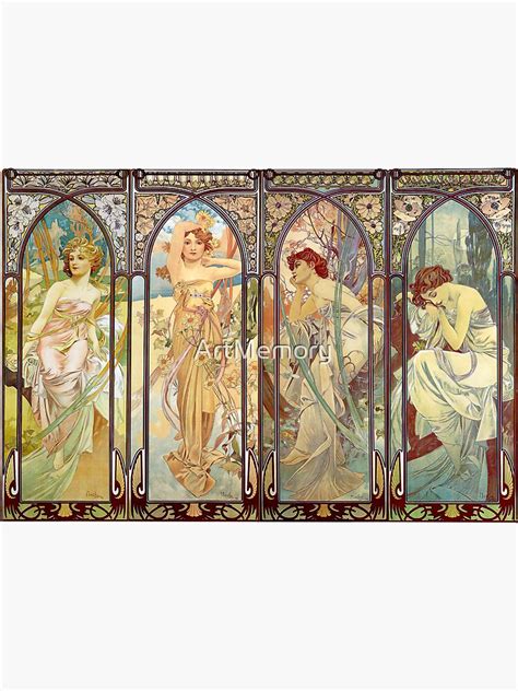 Alphonse Mucha The Times Of The Day 1899 Series Sticker For Sale