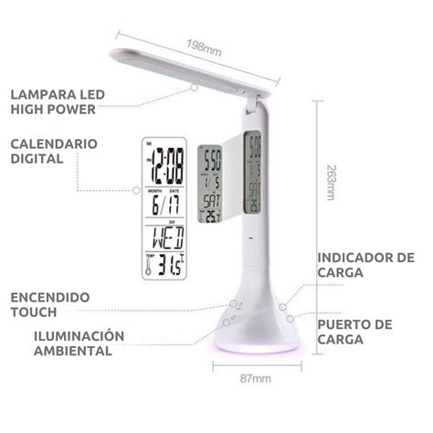 Ripley Lampara De Escritorio Led Recargable Touch Con Reloj Dl