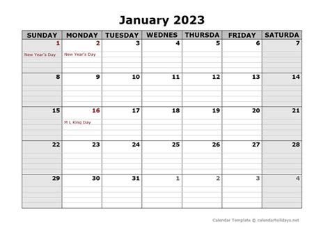 2023 Monthly Template - CalendarHolidays.net