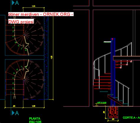 Proje Sitesi D Ner Merdiven Autocad Projesi