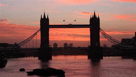 London Tower Bridge With Purple Sunset In The Background Stock Footage