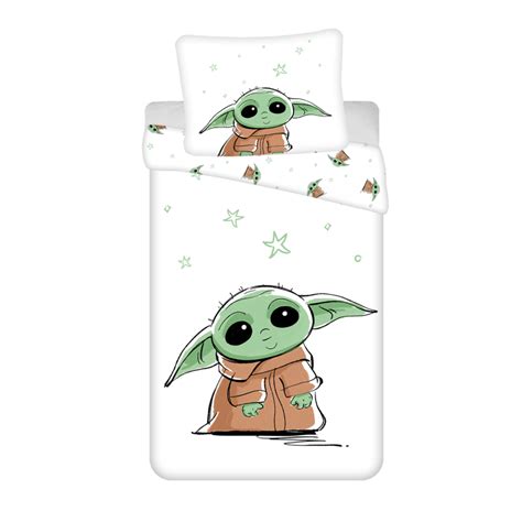 Disney Parure de lit en coton Star Wars Bébé Yoda 140 x 200 cm