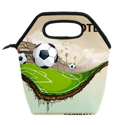 OWNTA Creative Football Pattern Meal Bag Lightweight Large Capacity