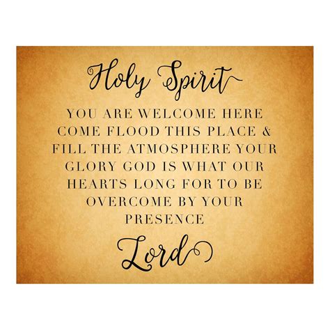 Holy Spirit Song Lyrics Wall Art Christian Worship Music Print