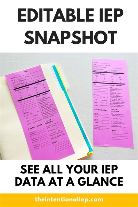 Editable Iep Folder Snapshot An Easy Way To See All Your Iep