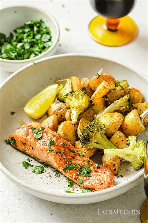 Sheet Pan Salmon Broccoli Potatoes All In One Meal Laura Fuentes