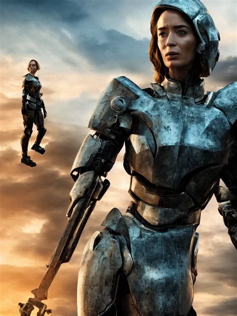 Emily Blunt In Futuristic Power Armor Close Up Stable Diffusion