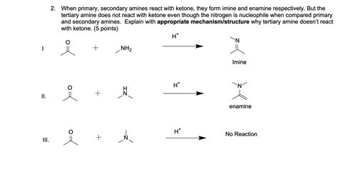 Solved 2 When Primary Secondary Amines React With Ketone