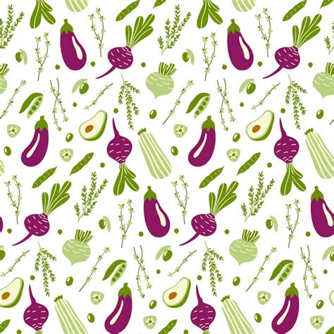 Premium Vector Seamless Pattern With Vegetarian Food