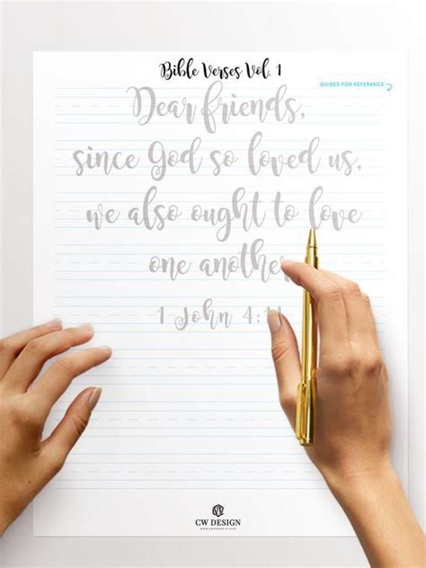 20 Bible Verses Hand Lettering Practice Sheets Calligraphy Etsy