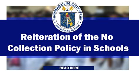 Reiteration Of The No Collection Policy In Schools Deped Tambayan