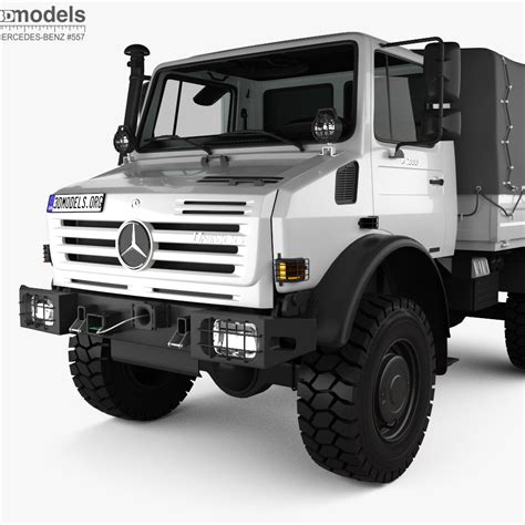 Mercedes Benz Unimog U4000 Flatbed Canopy Truck 带内饰 2000 3D模型 下载 货车