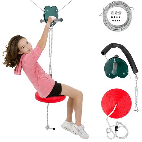 Vevor 100ft Zip Line Kit Trolley Slackers Zip Lines For Backyard