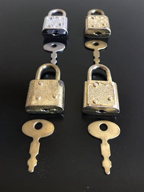 Vintage Small Locks With Keys Vintage Miniature Padlock By