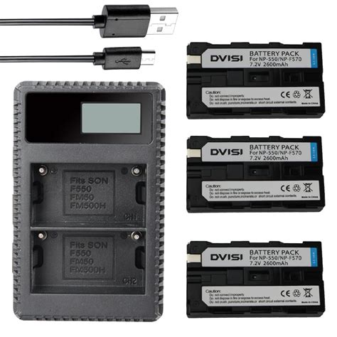 3Pcs 2600mAh NP F550 NP F570 Batteries LCD USB Dual Charger For Sony